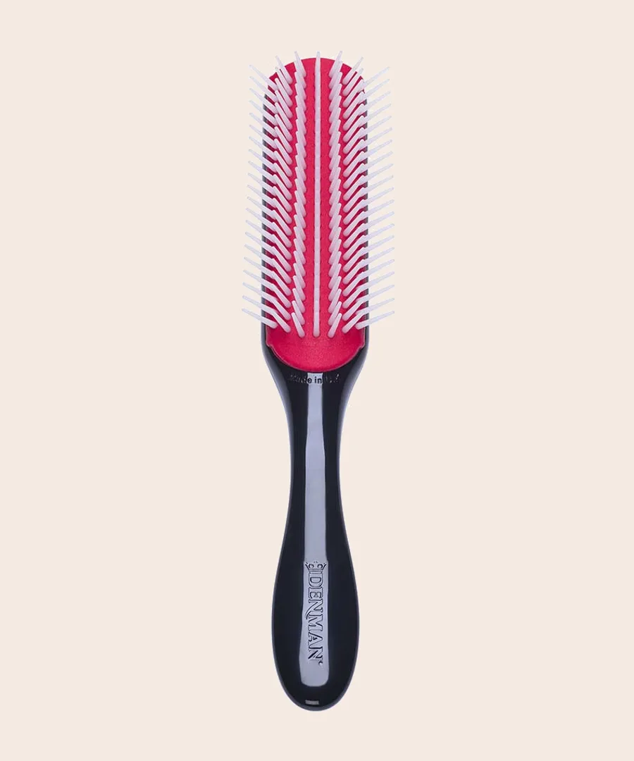 Denman D3 Original Styler med svart handtag, rött gummiunderlag och vita piggar