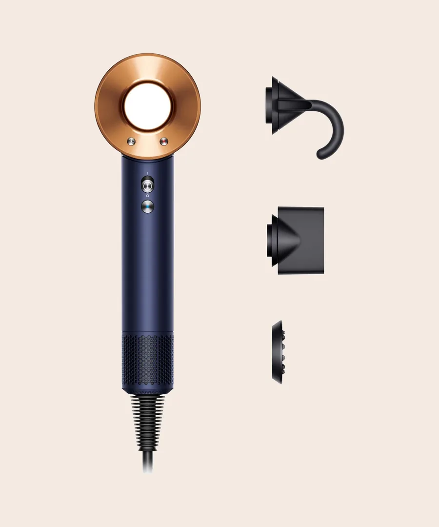 Dyson Supersonic hårfön i preussiskt blått och koppar med tre tillbehör